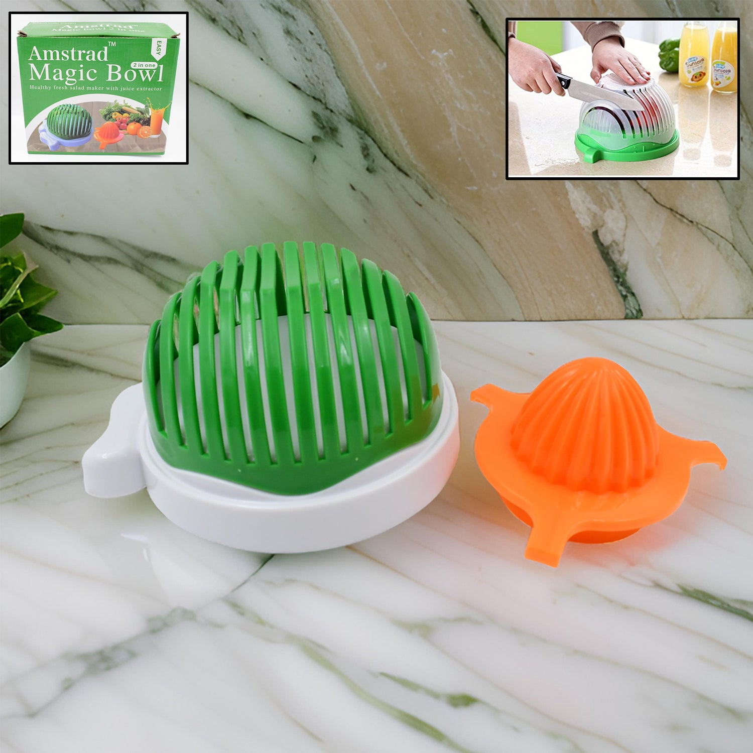 2 In 1 Salad Cutter Bowl with Lemon Squeezer
